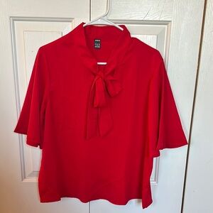 Uniqlo Women's Red Bow Tie Top